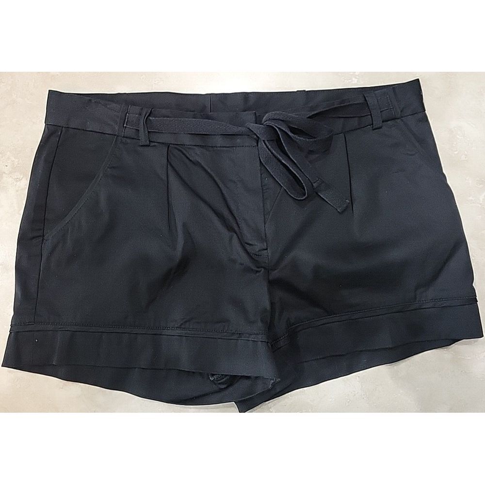 Nicole by Nicole Miller Womens Black shorts Size 8 zip faux tie stretch hook bar